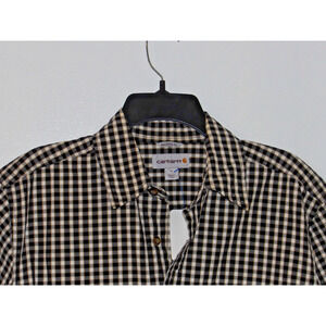 NWOT Carhartt Black/ White/ Tan Button Up Short Sleeve‎ Shirt M
